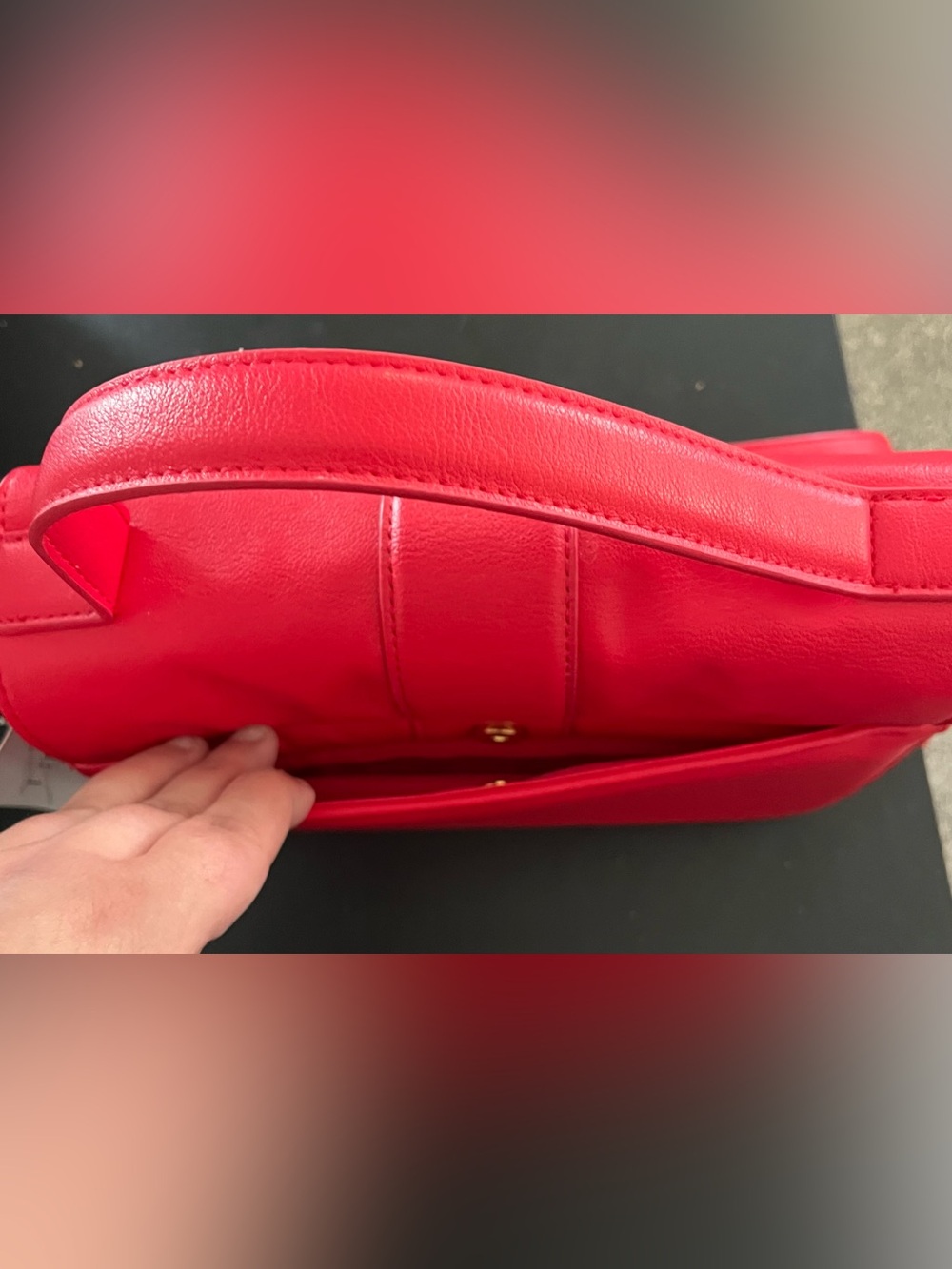 Time and Tru Red Crossbody Bag with Gold Hardware - Picture 5 of 6
